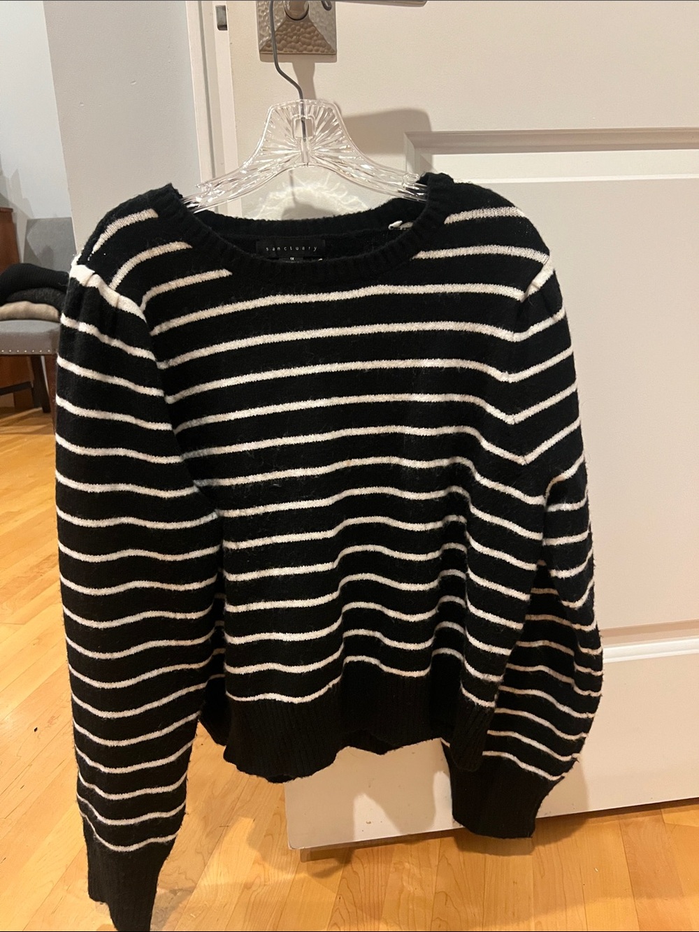 Sanctuary Black and White Striped Crewneck Sweater - worn once, Sz 1X